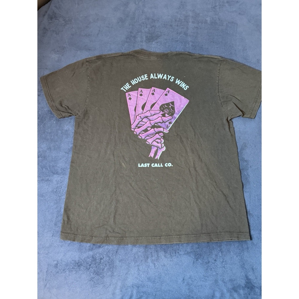 Last Call Co T Shirt XL Black Quad Aces Poker Skeleton Skate Streetwear Y2K